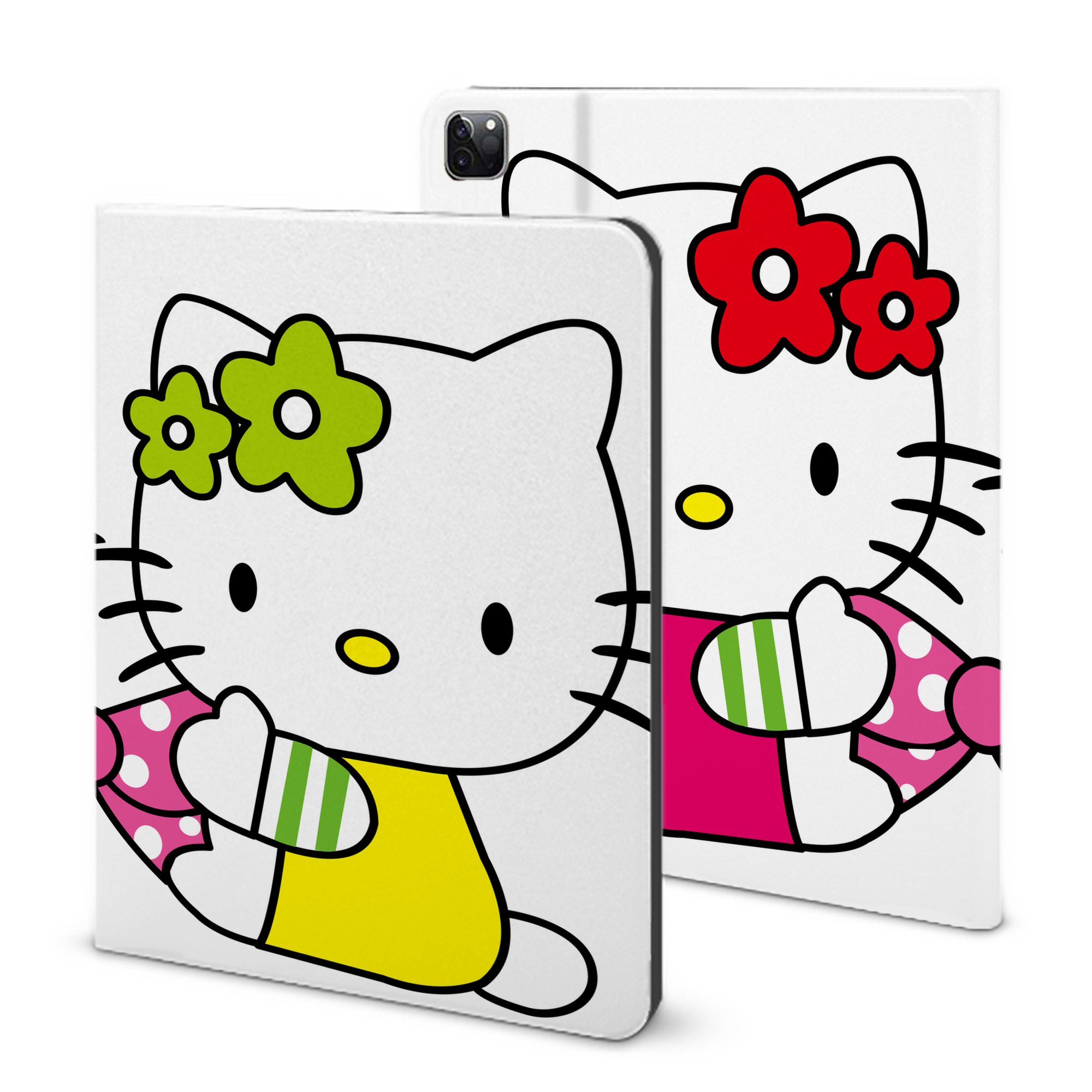 （画像用） Hello Kitty ハローキティ IPad ケース ブック型 PUレザー TPU 耐衝撃 軽量 薄型 ペン収納なし 全面保護 IPad 各モデル対応